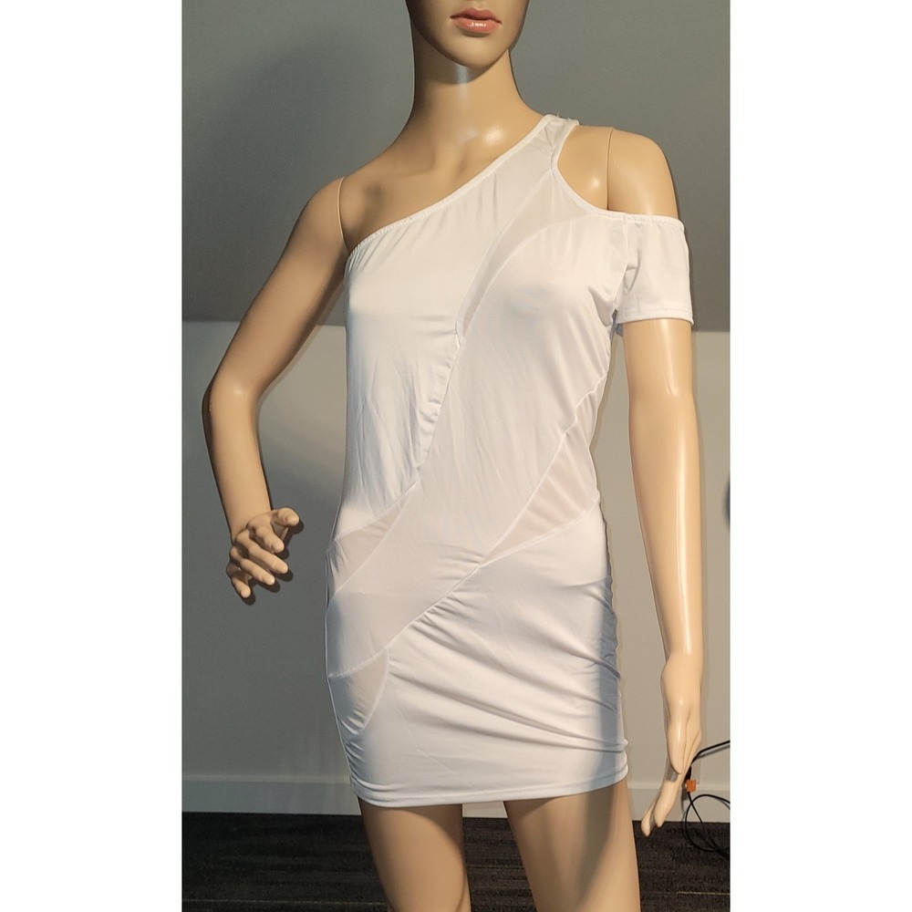 Sexy Women White Stretch Strapless Mini‎ Club Party Cocktail Dress Small N8344